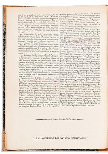 (MEXICO.) Documents on the reconstitution of the state of Oaxaca and the rise of Benito Juárez to power.
